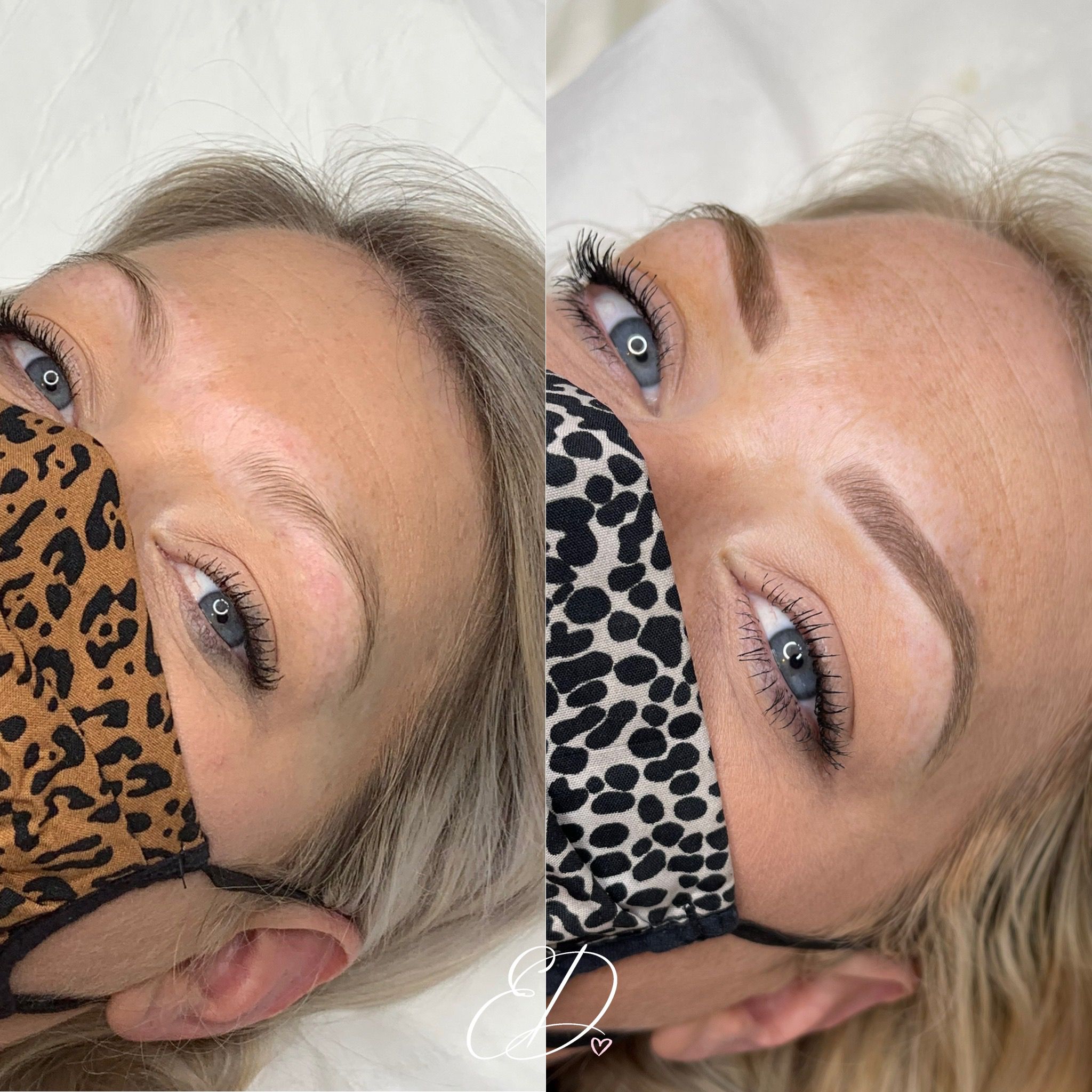 Powder brows before and after — Emma Dolding SPMU