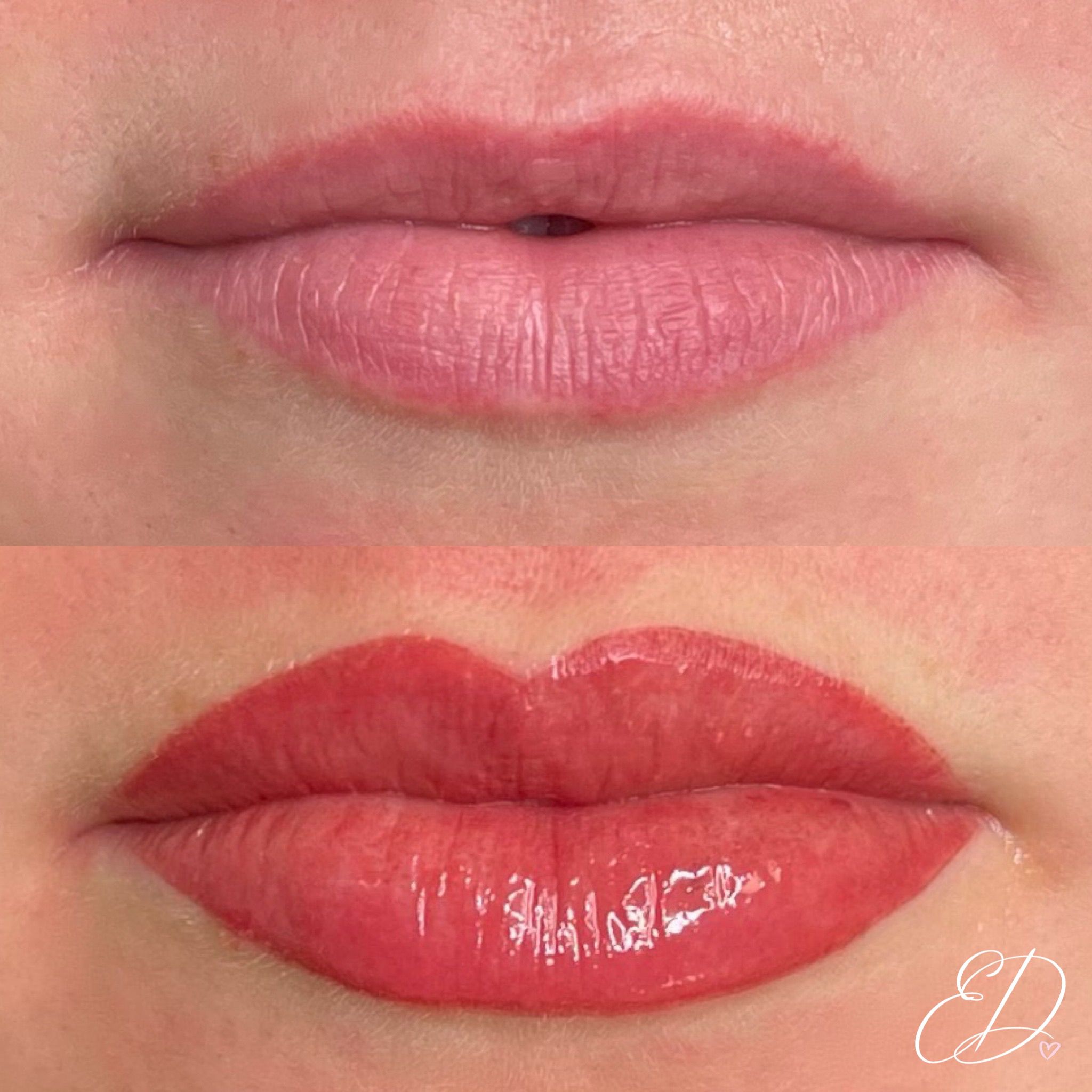 Lip blush before and after — Emma Dolding SPMU